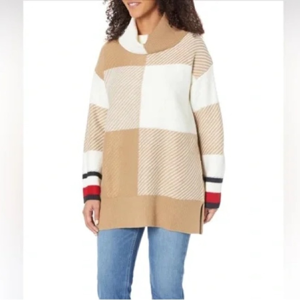 Tommy Hilfiger Colorblock Cowl Neck Sweater NWT Size L